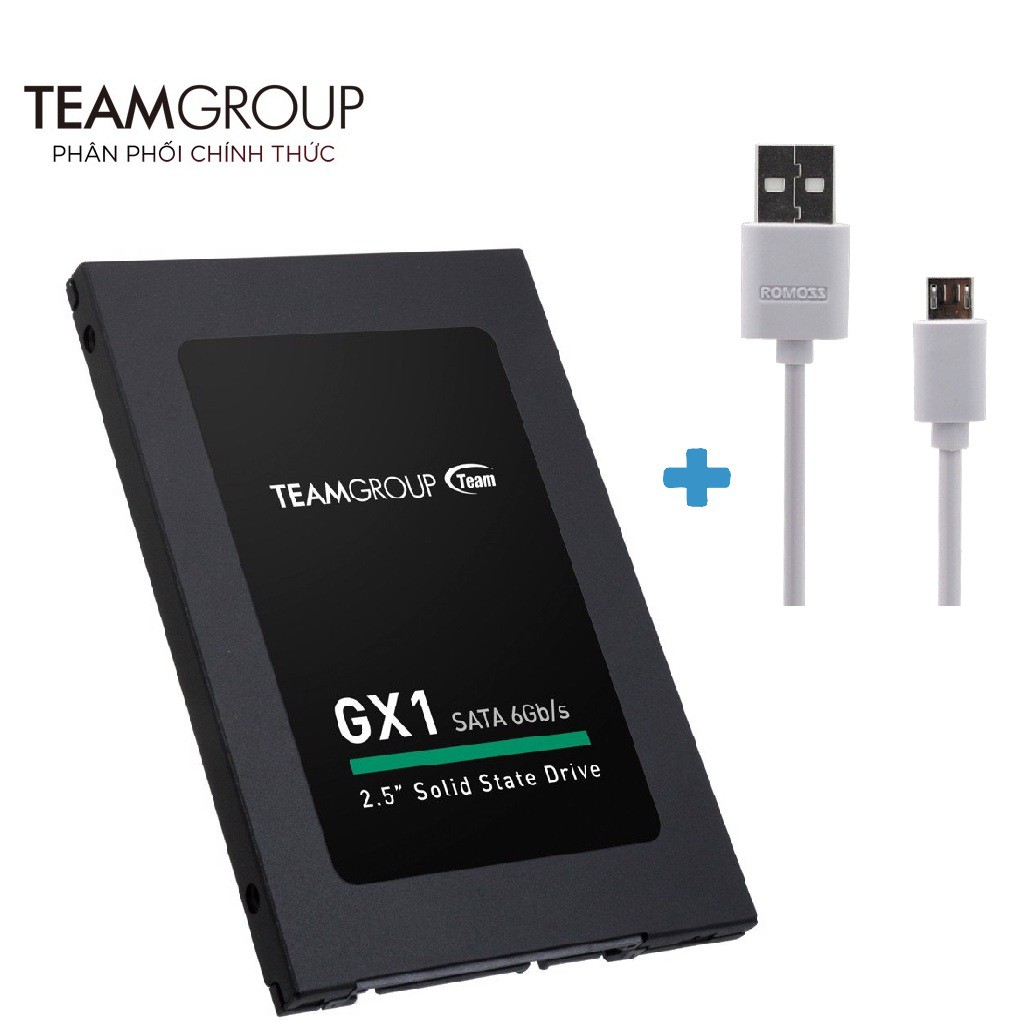 Ổ CỨNG SSD 120GB TEAM GROUP GX1 SATA III 2.5 INCH tặng cáp micro USB Romoss- HÃNG PHÂN PHỐI CHÍNH THỨC