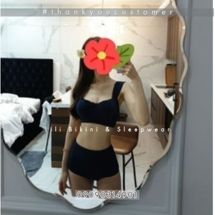 Bikini xanh hai mảnh đường may chéo sexy Hàn Quốc cao cấp