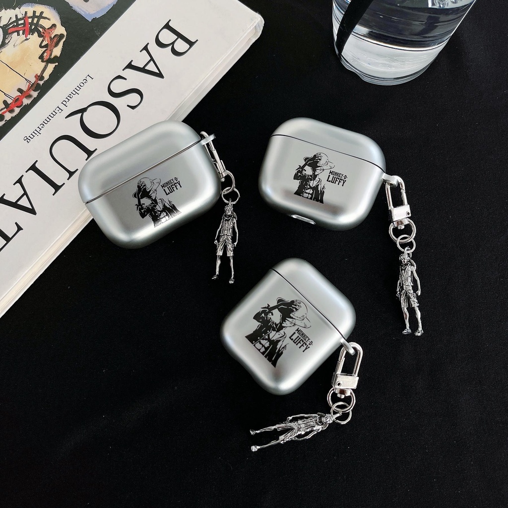 Vỏ Bảo Vệ Hộp Sạc Tai Nghe Bluetooth AirPods 1 2 pro 3 2021 gen3 Bằng PC Cứng Mạ Bạc Họa Tiết One Piece Luffy Zoro