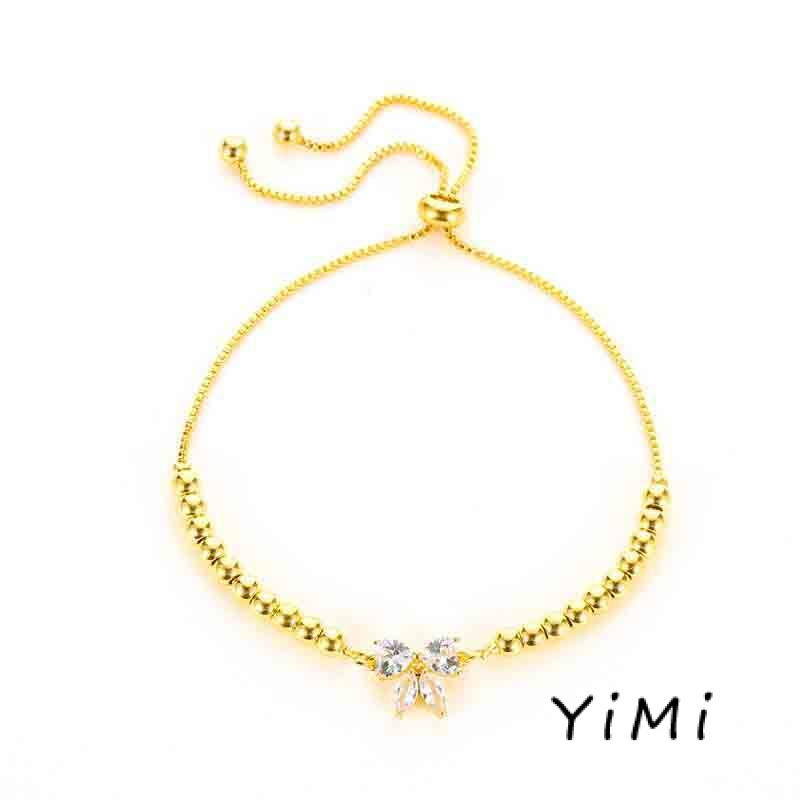 [mo] Lắc Tay Đính Đá Zircon Nhỏ Nhắn Xinh Xắn Có Thể Điều Chỉnh Cho Học Sinh