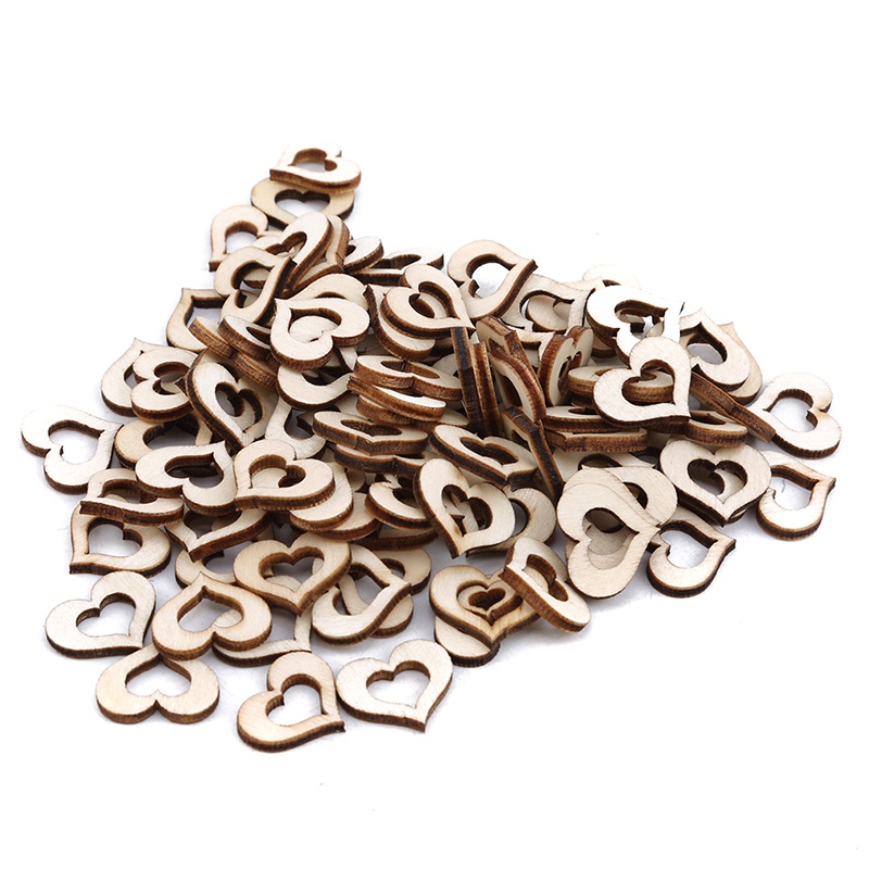 100Pcs Wooden Heart shapes Craft Decoration