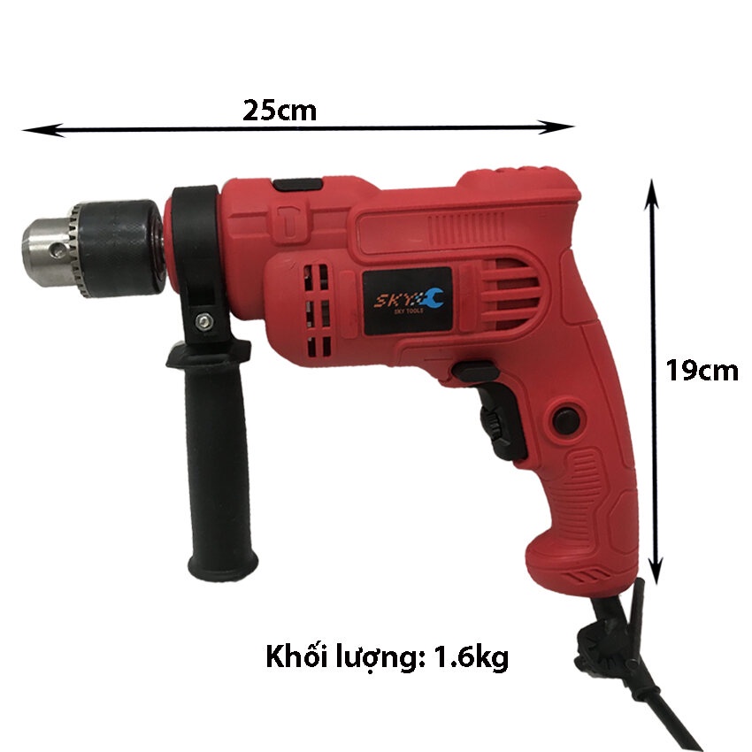 Máy khoan điện đầu 13ly GT13AJ, công suất 550w - Có chế độ đấm khoan tường, khoan bê tông | Tặng kèm hộp nhựa