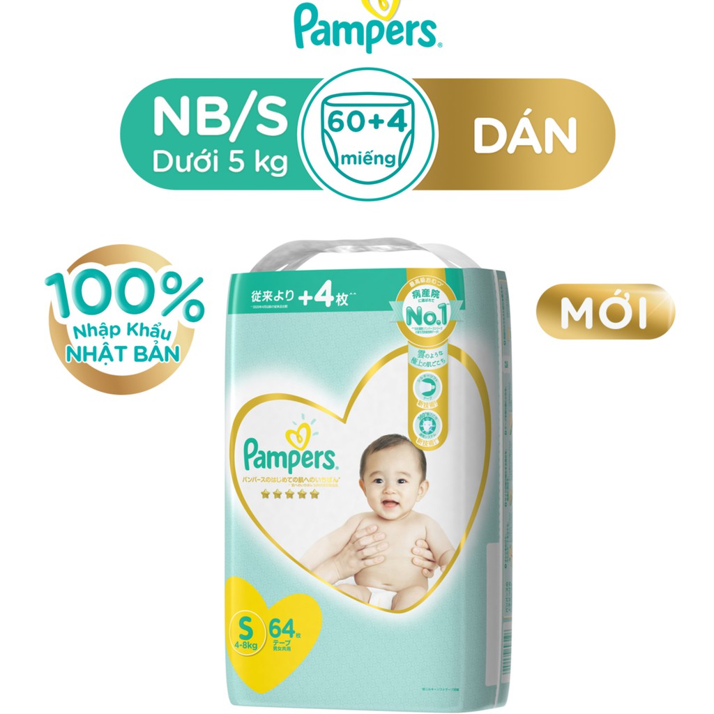 Tã dán Pampers Cao cấp NB70/ S64/ M52/ L42