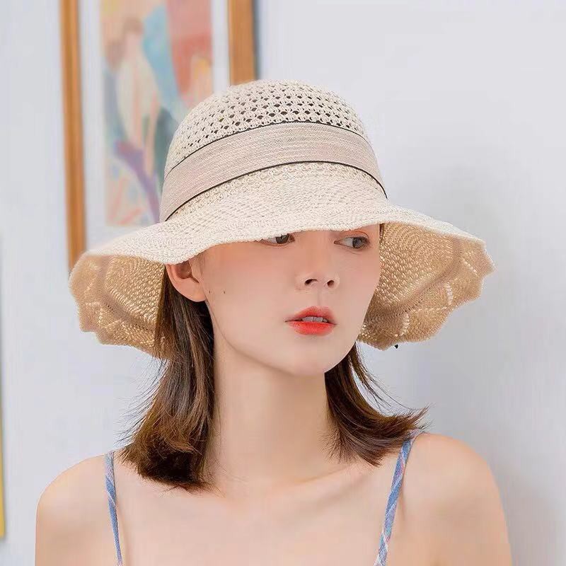 giá rẻ khuyến mãimũ gấp cotton và vải lanh có thể giặt được bà Xia che nắng mái hiên lớn đi biển mùa hè nữ