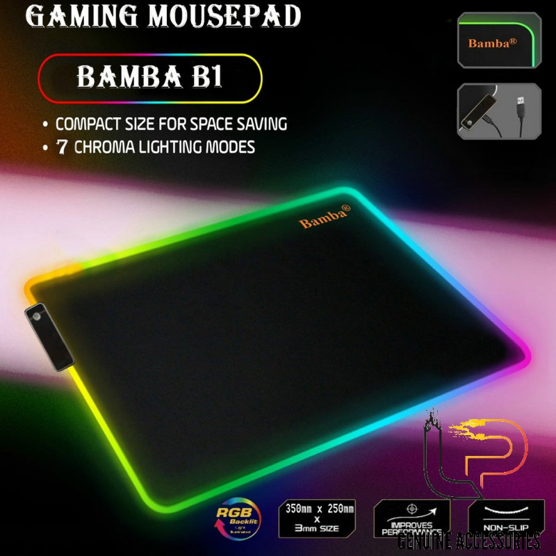 BÀN DI CHUỘT LED B1 - MOUSE PAD BAMBA B1 (25CM*35CM) LED RGB -  LÓT CHUỘT LED B1