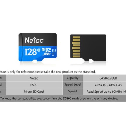 Thẻ nhớ MicroSD NETAC 128G class 10 box