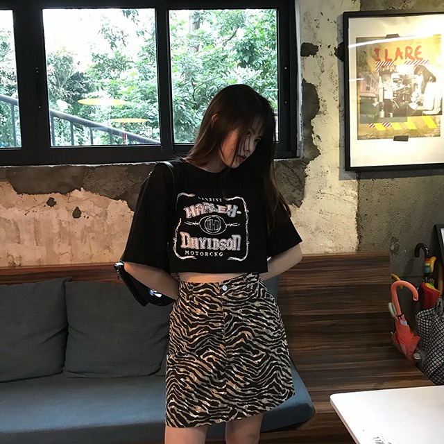 Áo Thun Lửng Tay Ngắn Eo Cao Dáng Rộng 271d1593 Thiết Kế Thời Trang Cho Nữ