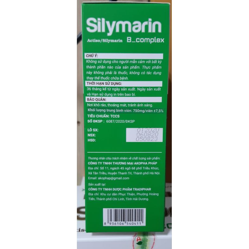 Bổ gan_Silymarin B Complex_SP Chính hãng Hộp 100 viên