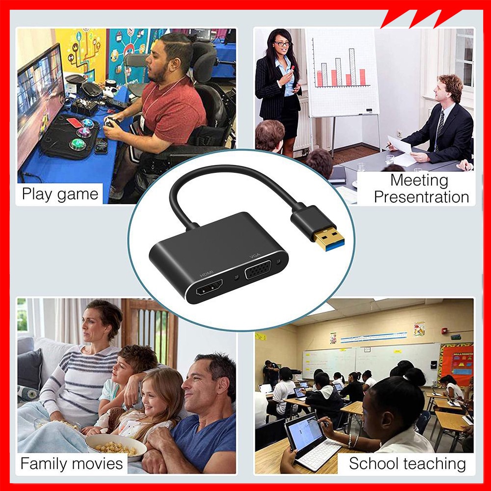 Bộ ChuyểN ĐổI Mở RộNg MặT Gương USB 3.0 2.0 Sang HDMI 4K VGA 1080P 3.5mm HDTV