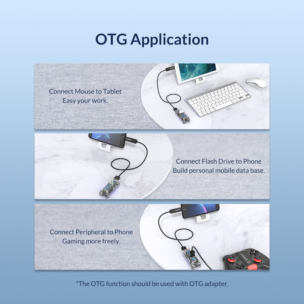 Bộ chuyển đổi ORICO F4U-U3 4 cổng / 7 cổng Usb 3.0 5gbps tốc độ cao tiện lợi dễ dùng