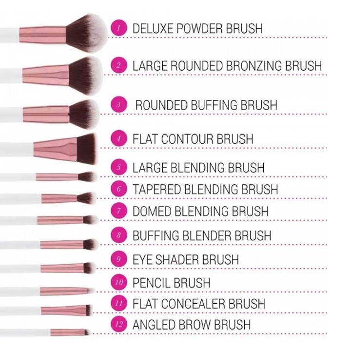 Bộ Cọ Trang Điểm 12 Cây Bh Cosmetics Crystal Quartz 12 Piece Brush Set With Cosmetic Case