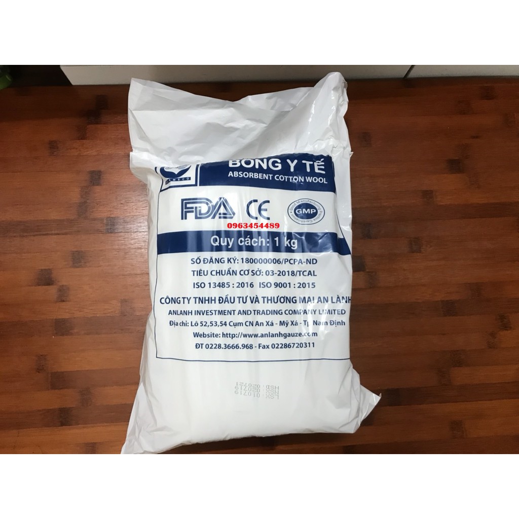 Bông y tế thấm nước AN LÀNH Spa chuyên dùng  1Kg 100% Cotton