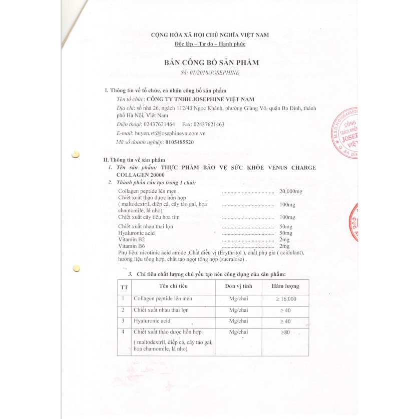 Nước uống Collagen Venus Charge 20.000mg