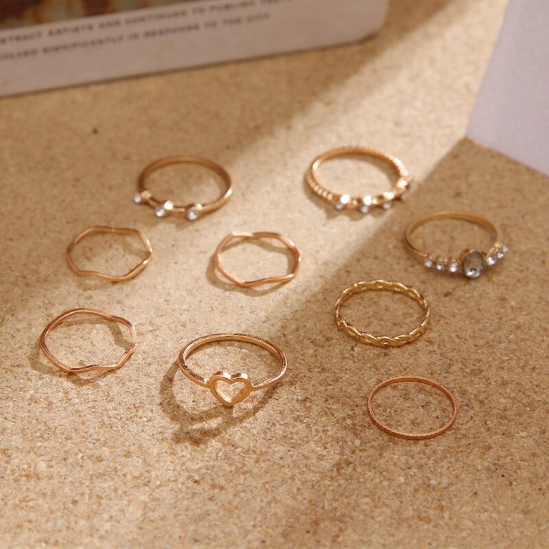 Set 9 Nhẫn Đeo Tay Kim Loại Thời Trang Cho Nữ | BigBuy360 - bigbuy360.vn