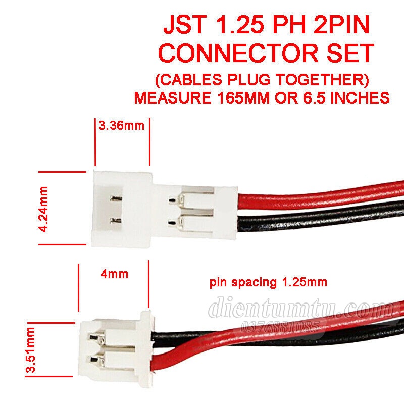 Cáp Micro JST ZH1.25 1.25mm 2P - Cáp nguồn Pin , Cáp Tín Hiệu