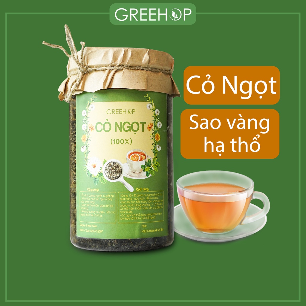 Cỏ ngọt GreeHop khô tự nhiên, hỗ trợ Tiểu đường, giảm cân nặng, vị ngọt tự nhiên