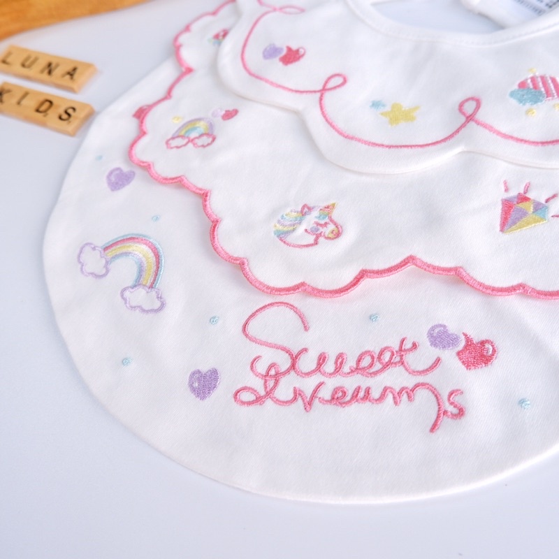 Yếm tròn xoay 360 style Hàn Quốc cao cấp cho bé, bé sơ sinh, bé gái - LunaKids [Ảnh thật]
