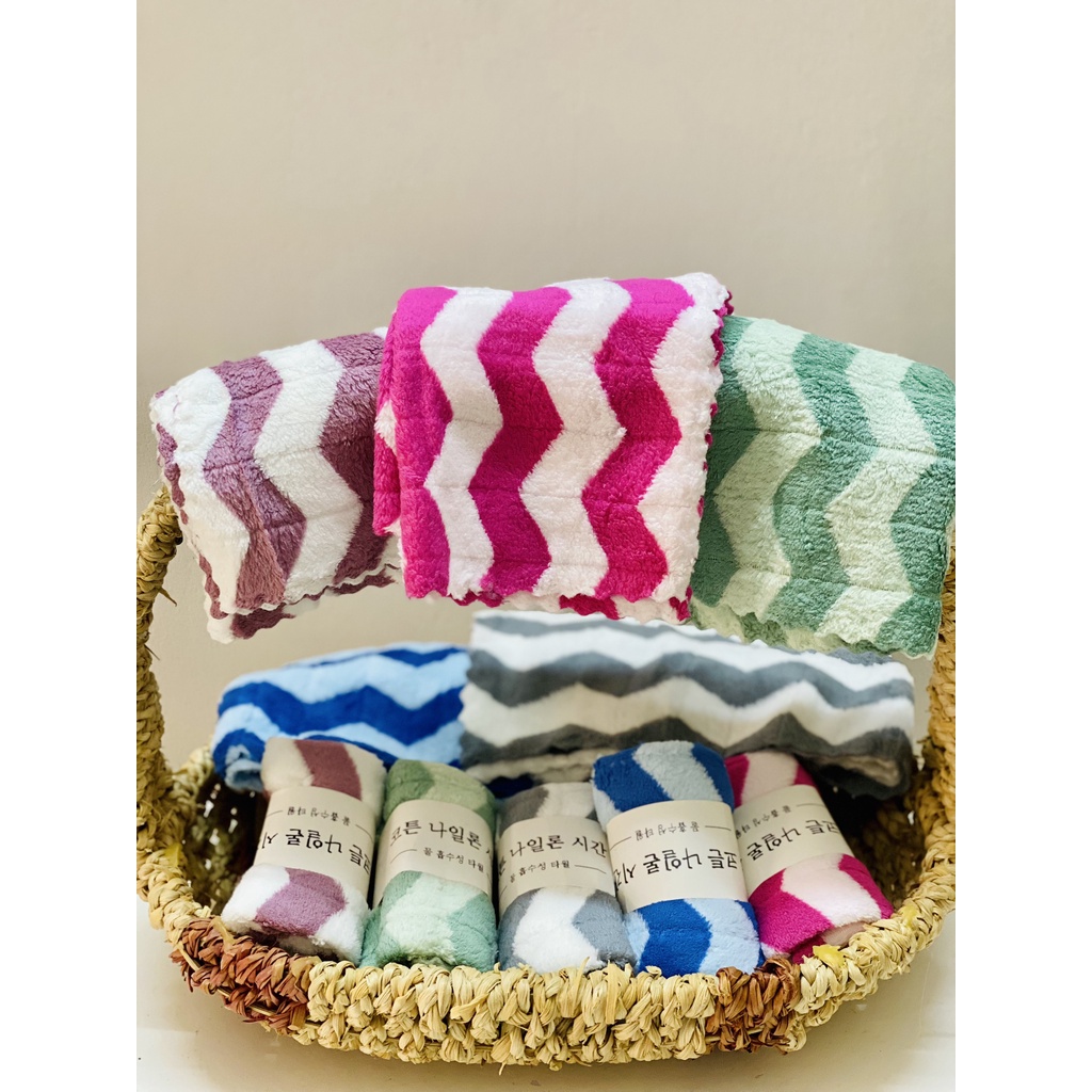 Khăn Mặt Lông Cừu Hàn Quốc ⚡FREESHIP⚡ Chất Liệu Cotton Siêu Mềm Mịn, Siêu Thấm Hút