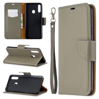 Casing Samsung Galaxy A20 A30 A20E A20S lychee pattern solid color leather phone case