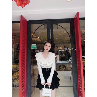 Chân váy nhung tầng