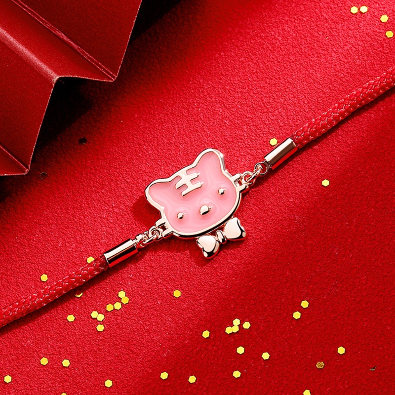 Flgo Vòng Đeo Tay May Mắn Bằng Kim Loại Màu Đỏ Có Thể Điều Chỉnh Được Có Kẹp Hình Hổ Nhiệt Độ