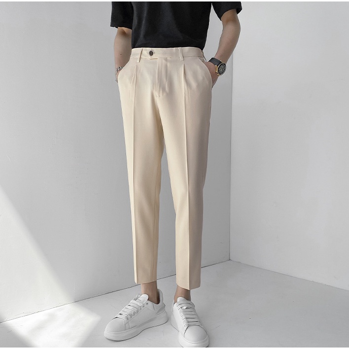 Quần Âu Nam Hàn Quốc Đẹp Cao Cấp Dáng Suông, Quần baggy nam đen - be co giãn tốt thời trang DT_Limited