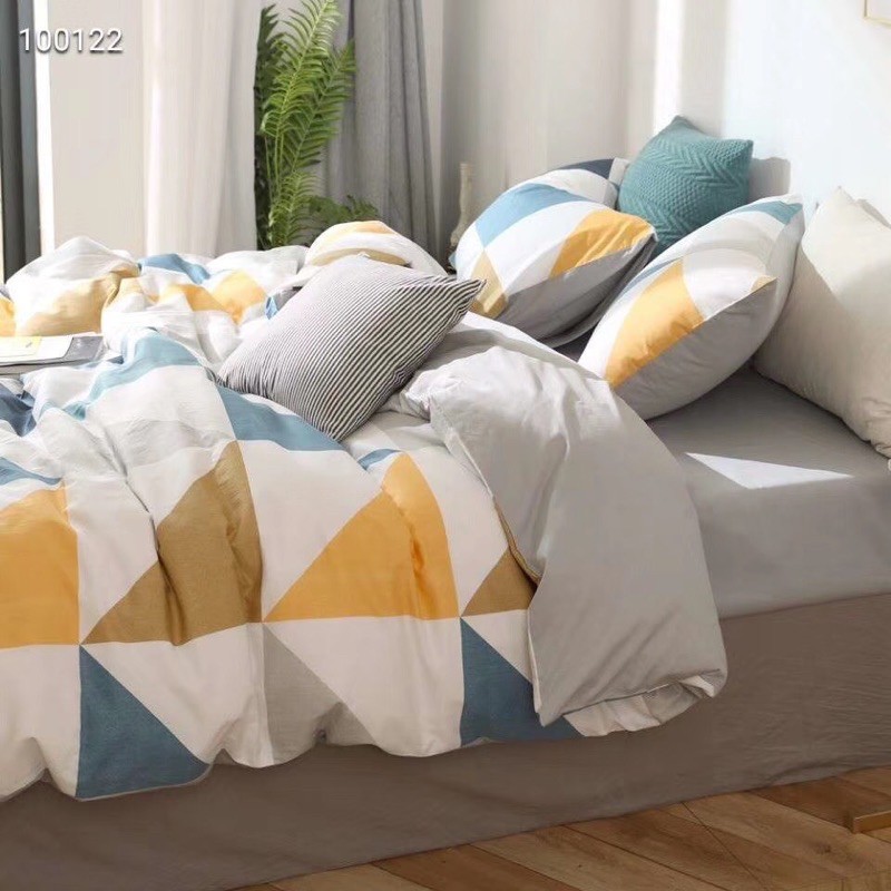 Bộ chăn ga và gối cotton living- tam giác