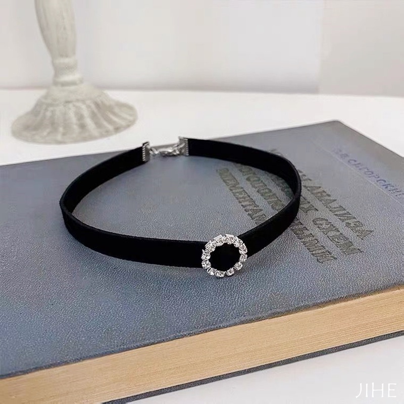 Vòng cổ choker Mặt Tròn Đính Đá Lấp Lánh Đơn Giản Thời Trang Phong Cách Hàn Quốc
