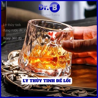 Cốc thủy tinh, ly đế lồi đựng rượu cao cấp họa tiết sang trọng bộ 6 cốc GiadungDrB