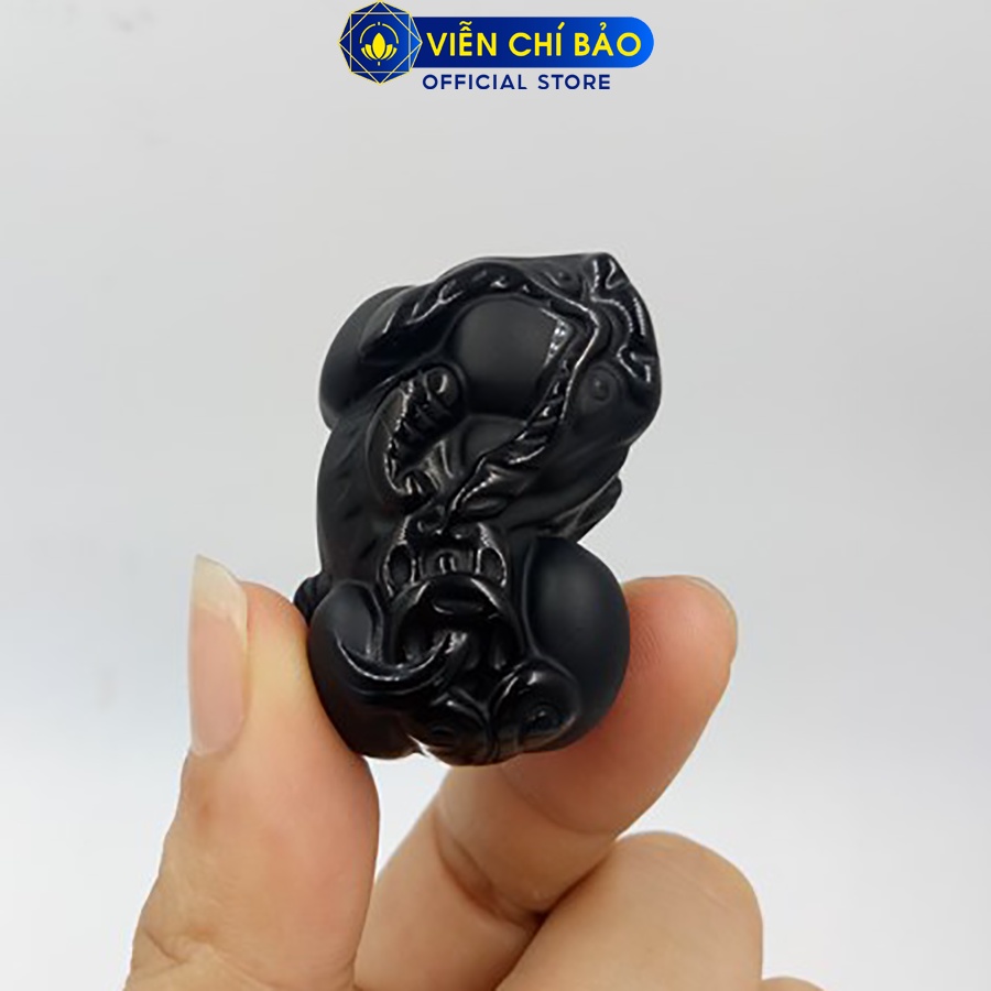 mặt dây chuyền Tỳ hưu Obsidian nghiêng đầu thời trang phụ kiện trang sức Viễn Chí Bảo M200121