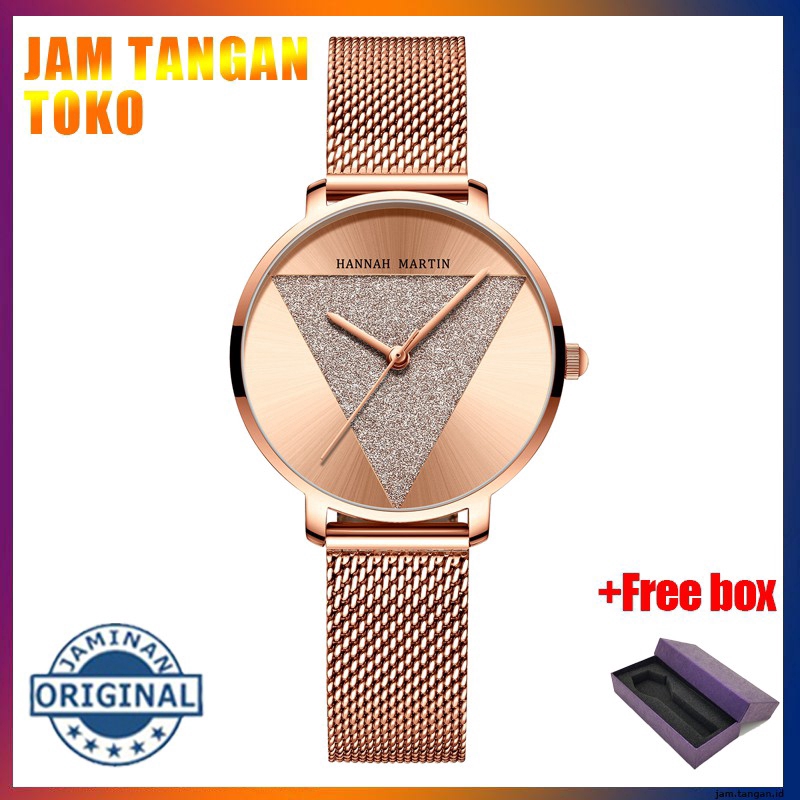 Đồng hồ nữ Hannah Martin 100% Original Women's Watches Quartz Stainless steel Strap mesh Girl Casual Waterproof COD Wrist watches Birthday Gift 1332