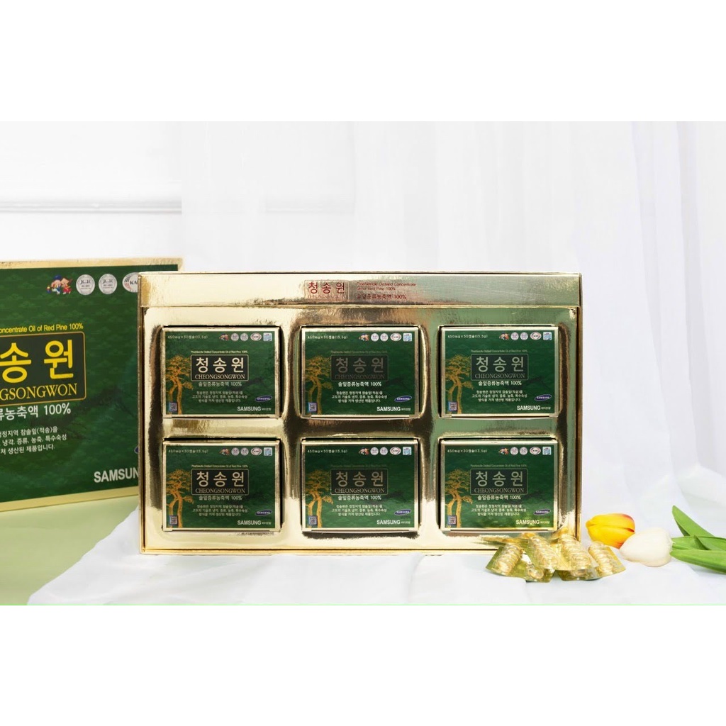 Tinh Dầu Thông Đỏ Cheongsongwon Hàn Quốc Hộp Xanh 180v hoanggamkorea