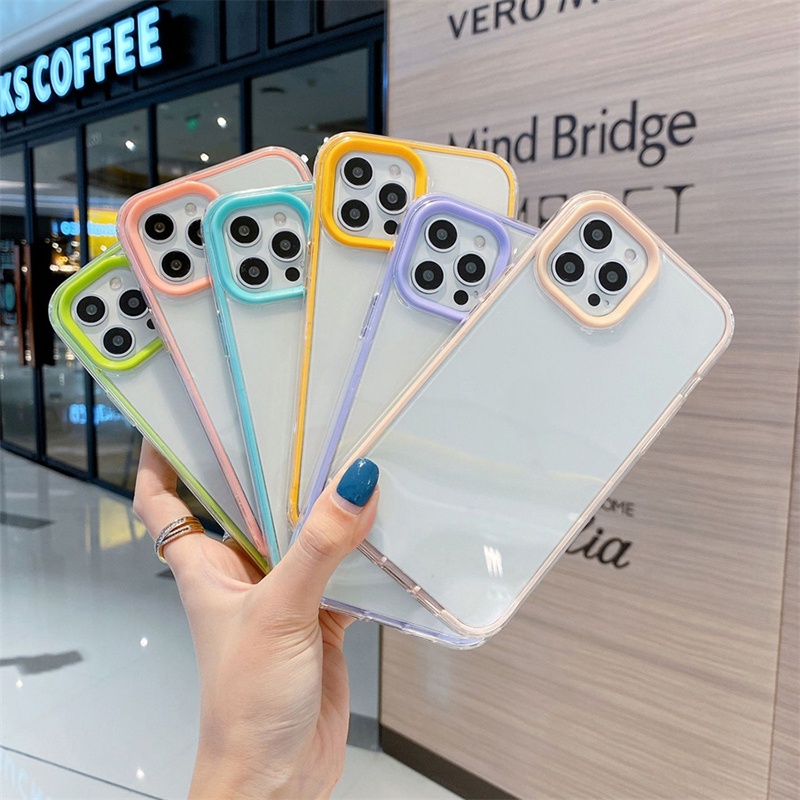 Ốp Điện Thoại Trong Suốt Chống Sốc Màu Kẹo Cho iPhone 13 Pro Max