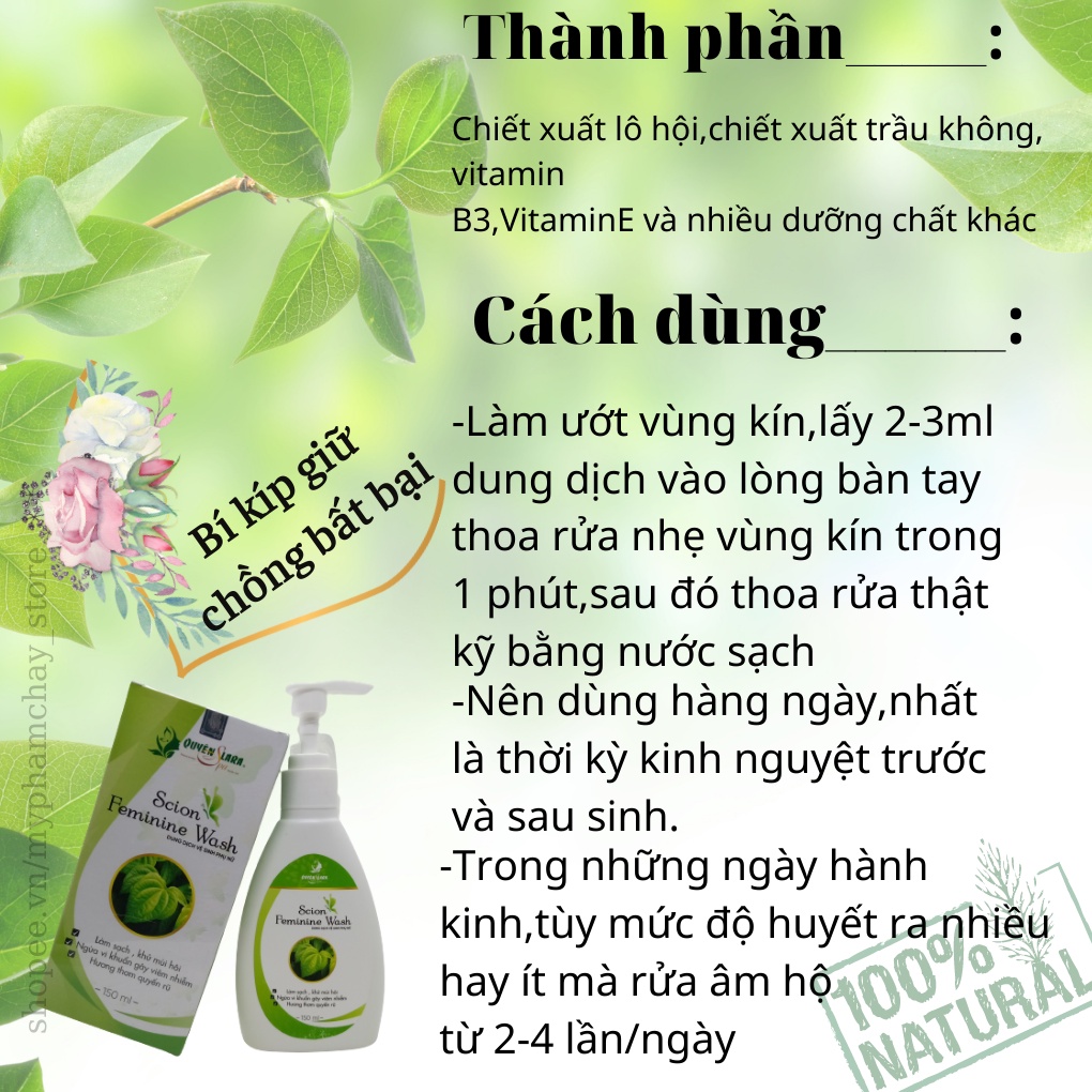 Dung Dịch Vệ Sinh Phụ Nữ QUYÊN LARA Làm Hồng Hết Ngứa Phụ Khoa An Toàn Tuyệt Đối Cả Bà Bầu Sau Sinh 150Ml