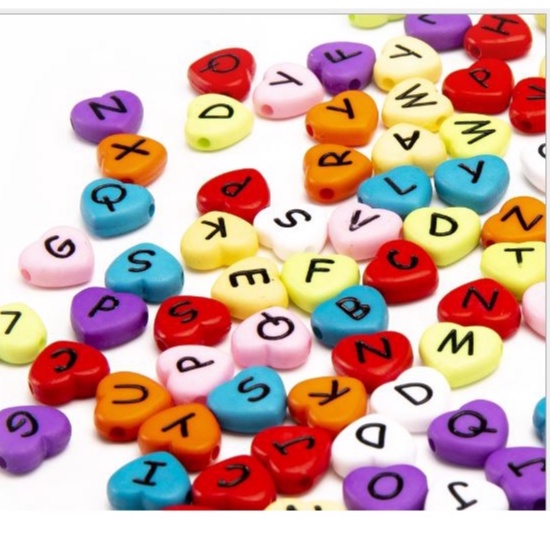 gói 10-50gam hạt chữ trái tim lớn 4x11mm loại tốt làm vòng tay