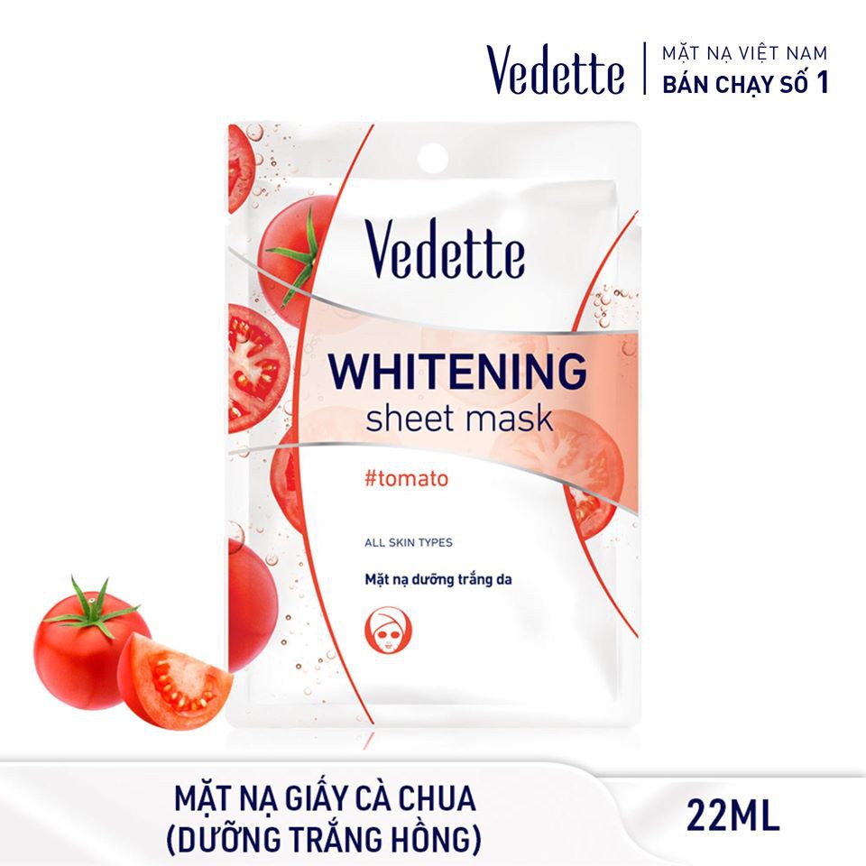 Combo 15 Mặt Nạ Giấy Vedette Dưỡng Trắng Cho Làn Da Trắng Khoẻ Tự Nhiên 22ml x 15