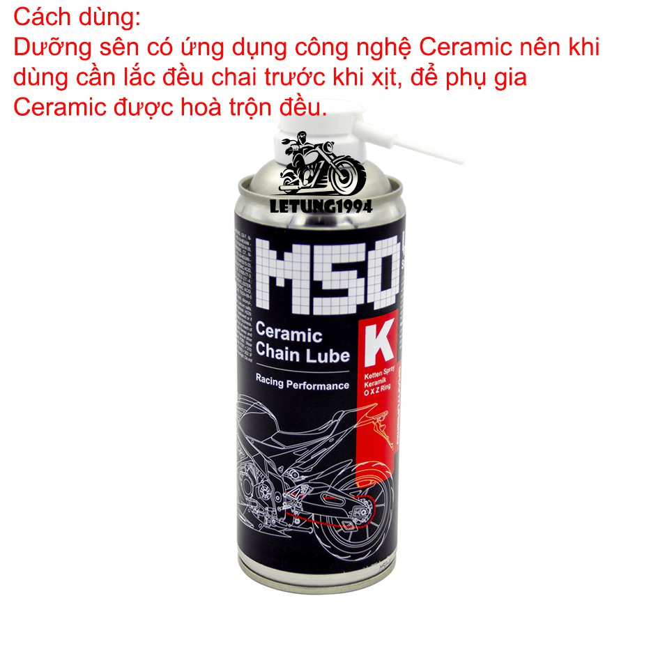 Dưỡng Sên Cao Cấp Voltronic M50-K Ceramic Chain Lube Racing Performance Ketten Spray O X Z Ring 400ML - Made in Germany