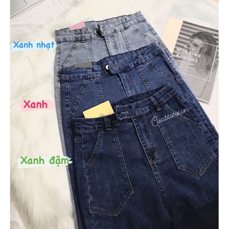 Quần jeans cạp cao dáng ống đứng tôn dáng