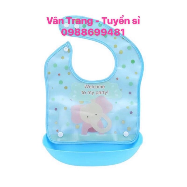Yếm ăn dặm có máng silicon siêu mềm