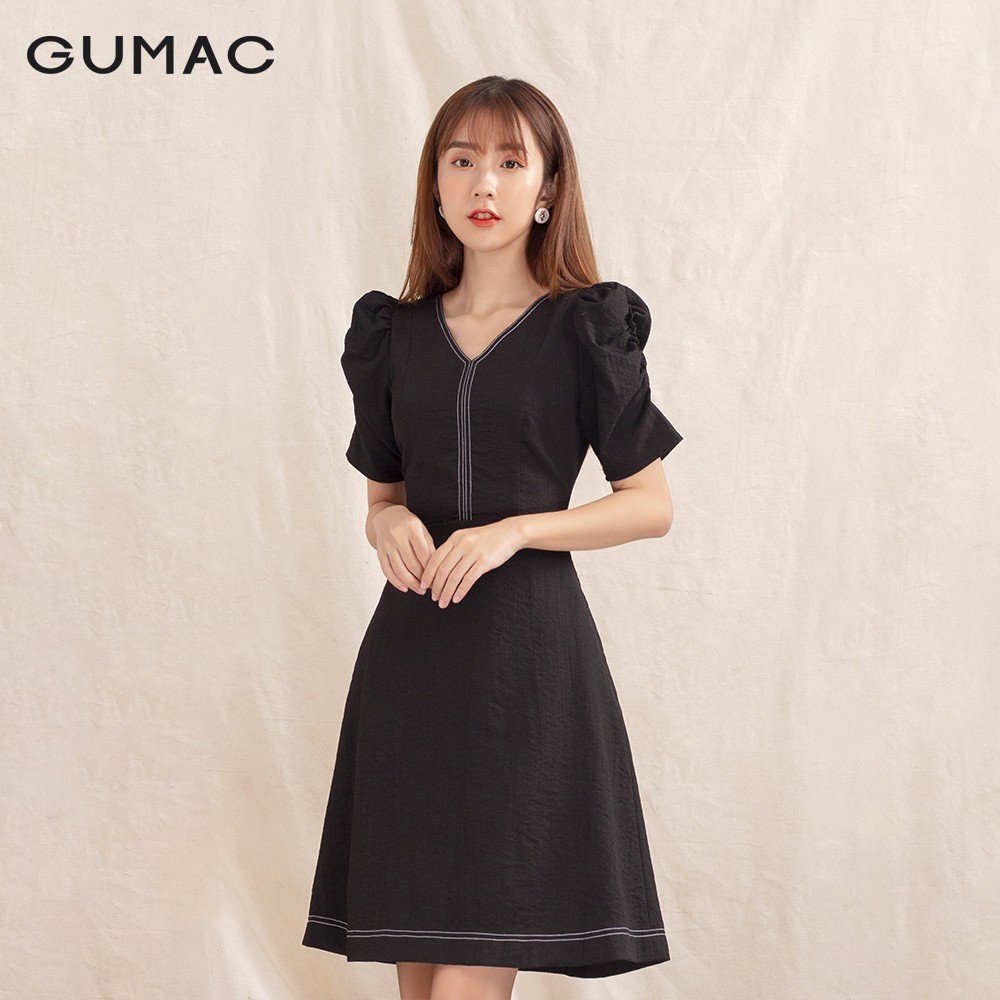 Đầm cổ V dằn chỉ DA1028 GUMAC