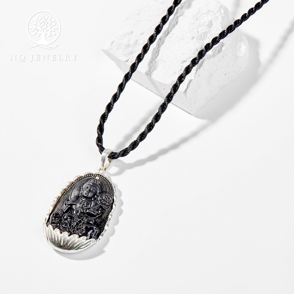 Dây chuyền phật bản mệnh đen bọc bạc - NQ Jewelry