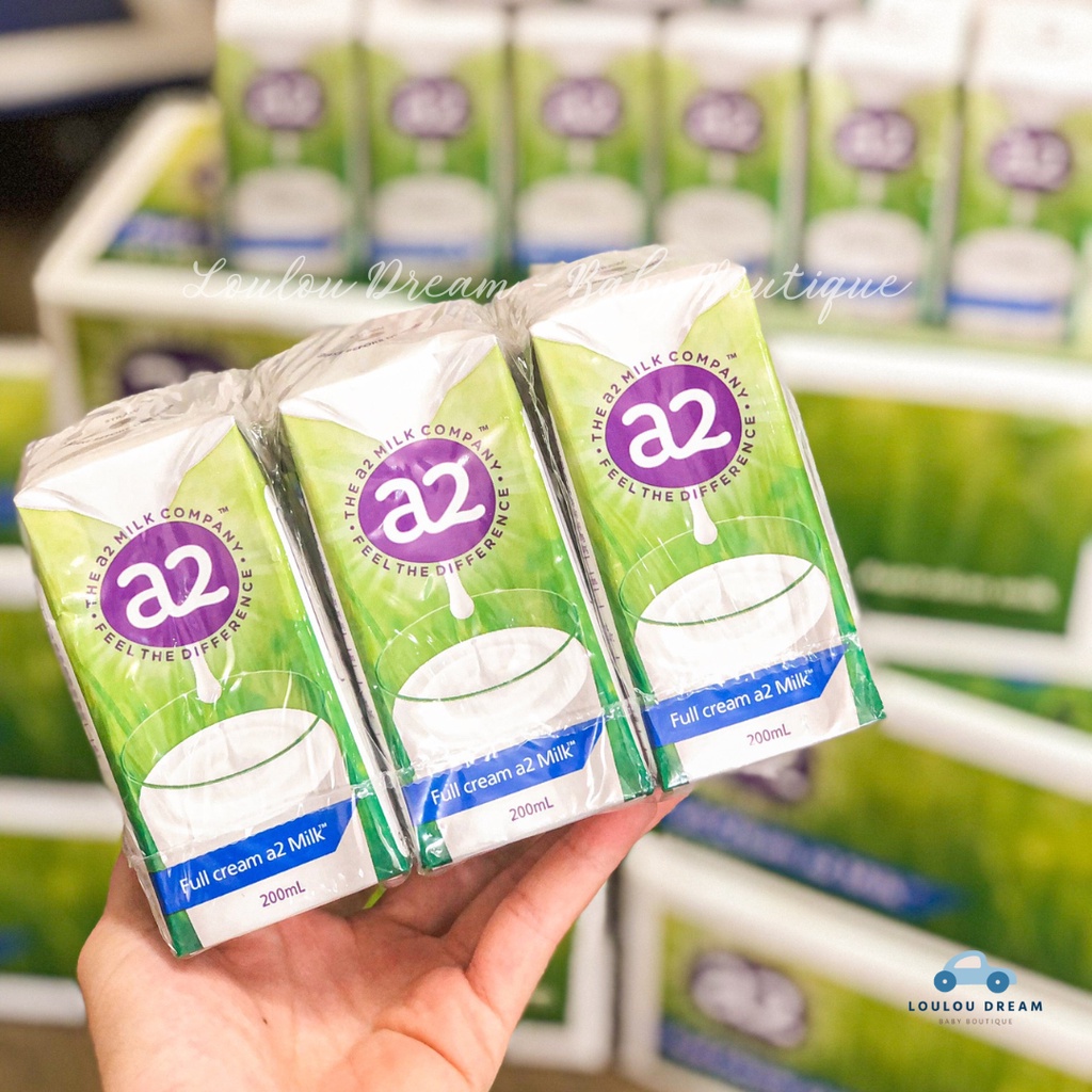 Sữa A2 nước - Sữa A2 nguyên kem dạng nước hộp 200ml của Úc - Sữa tươi A2 thơm ngon cho cả gia đình