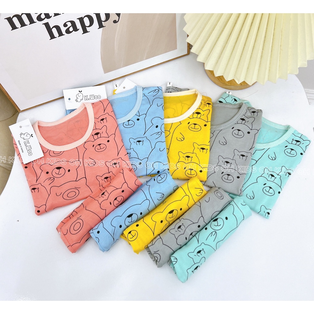 Bộ thun lạnh cho bé, bộ thun lạnh gấu thường cho bé trai bé gái