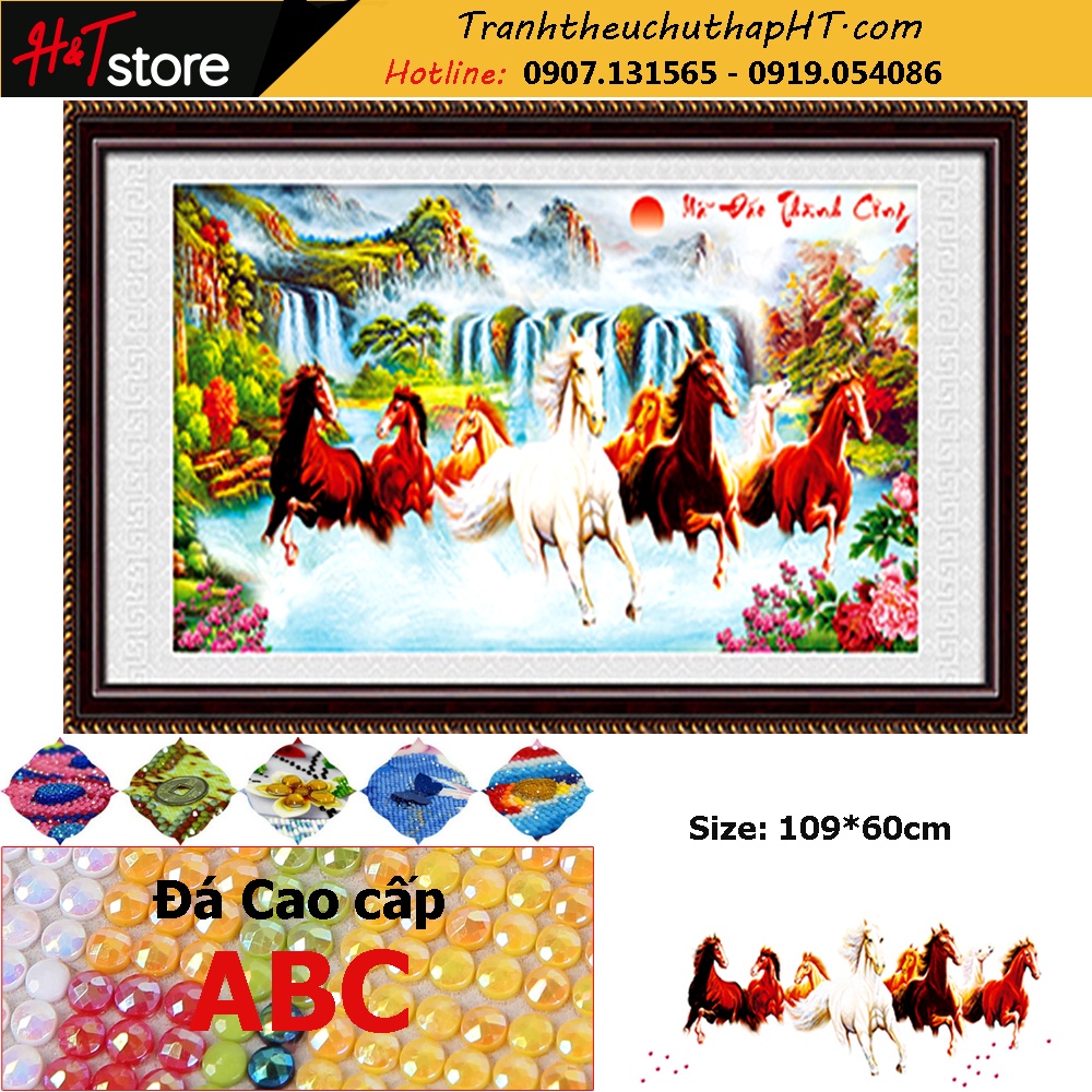 Tranh đính đá - Tranh thêu chữ thập Mã đáo thành công LV3133, LV133 - tự làm