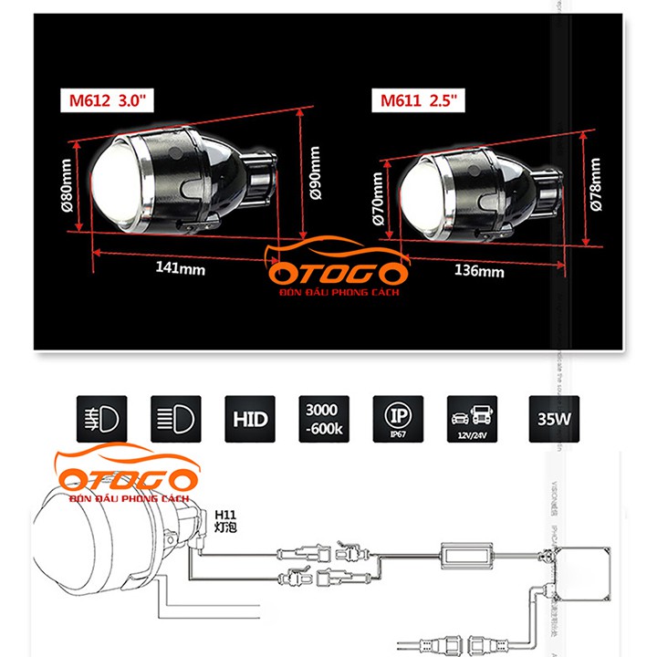 Đèn Gầm Cầu Bi Xenon IPHCAR 2.5 IN Pha Cos