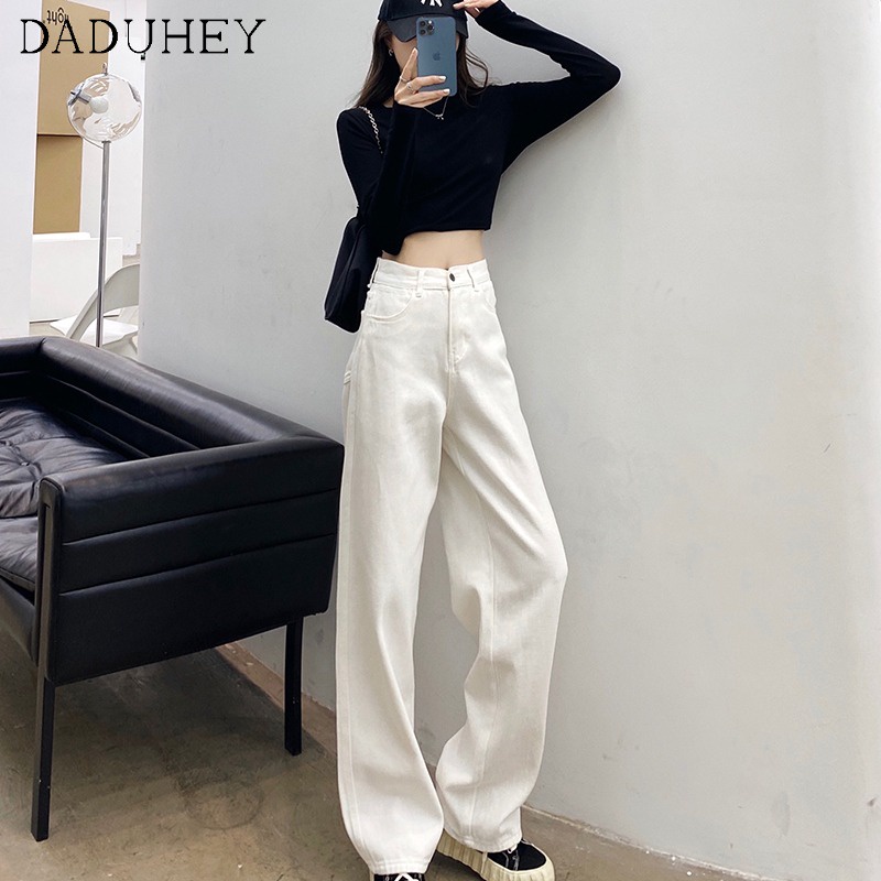 Quần jean nữ ống rộng lưng cao 6 màu thời trang Hàn Quốc
