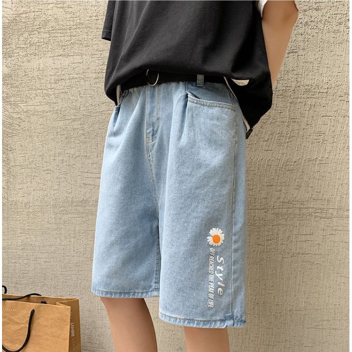 Quần short jean hoa cúc nam nữ Style ulzzang siêu hot | BigBuy360 - bigbuy360.vn