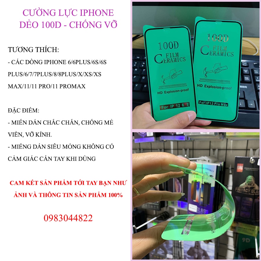 Cường lực iphone Dẻo 100D Full màn Kava Store Iphone 6-6s/7-8/7-8-plus/X-XS/XSMAX/11/11-pro/11-pro-max/12 pro