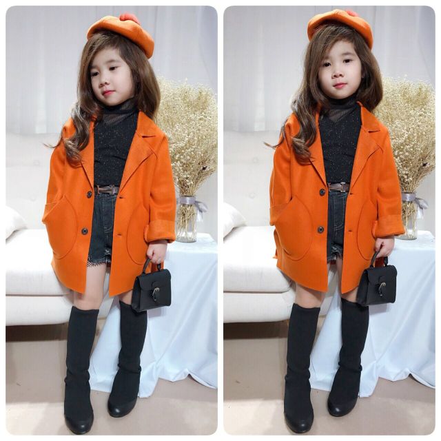 SÉT ÁO DẠ QUẢNG CHÂU KÈM MŨ QUẢ BÔNG CHO BÉ GÁI