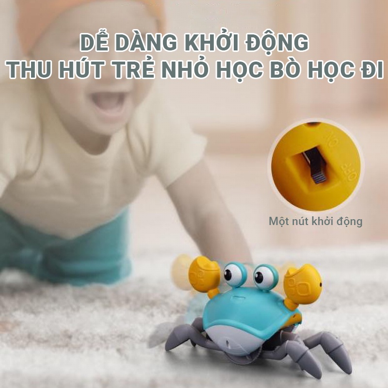 Đồ chơi trẻ em dễ thương chú cua cảm biển di chuyển thông minh kết hợp với đèn sáng nhấp nháy và âm nhạc vui tươi